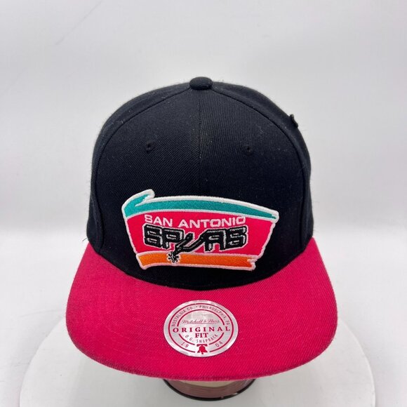 Mitchell & Ness Notalgia Co. San Antonio Spurs NBA Black Red Snapback Hat - Picture 1 of 10